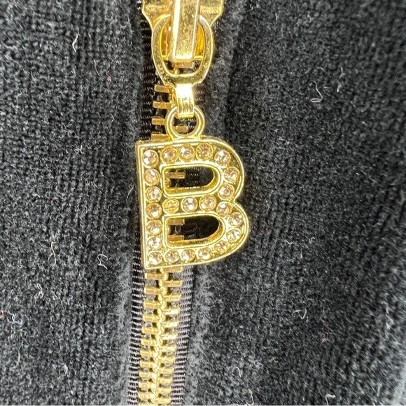 Large Y2k BCBG Maxazria Black Velour Gold Print Hardware Vintage - Picture 4 of 10